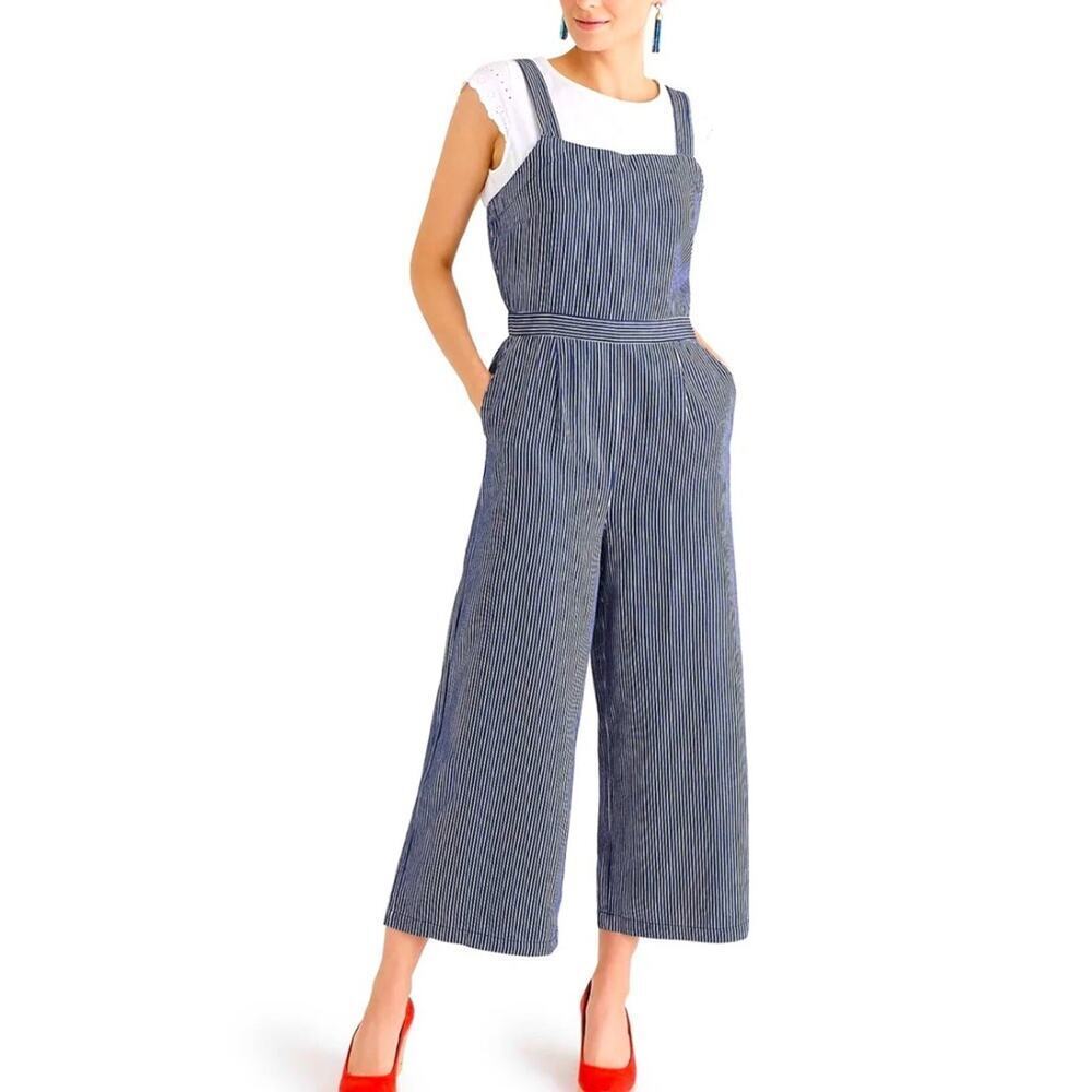 J.Crew Cross-Back Jumpsuit Striped Navy Size 2/XS